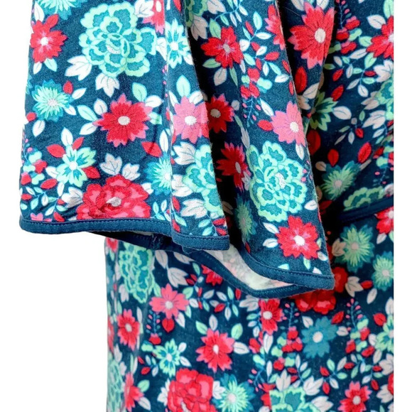 FREE PEOPLE Women's Cutout Keyhole Knit Floral Mini Dress Size Small Teal - Picture 5 of 13